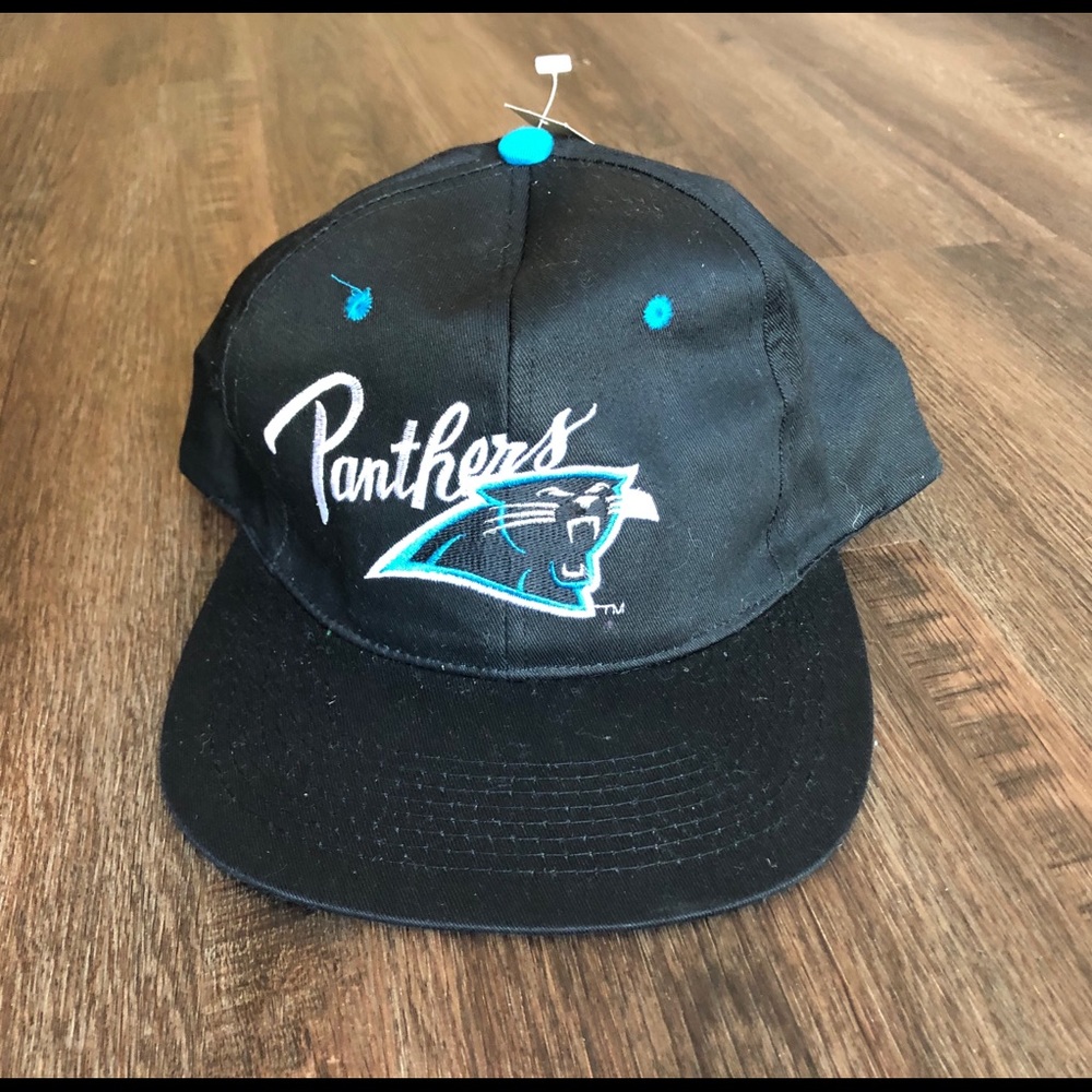 NWT Carolina Panthers Hat VTG NFL football black